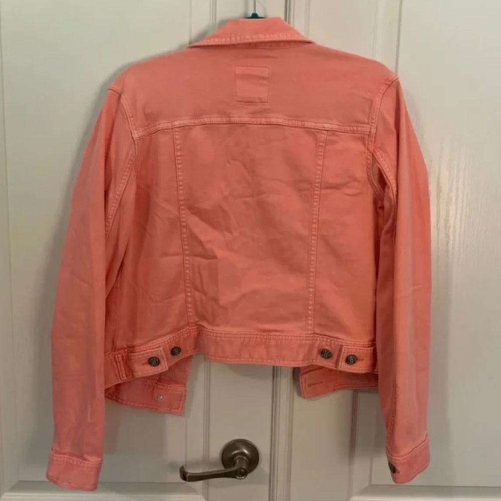 GAP 1969 M Denim Jean Jacket Electric Cantaloupe Neon Coral